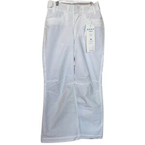 ROXY Snow Pants Girls Kids Size 8 White Ski Snowboarding Insulated Adjustable